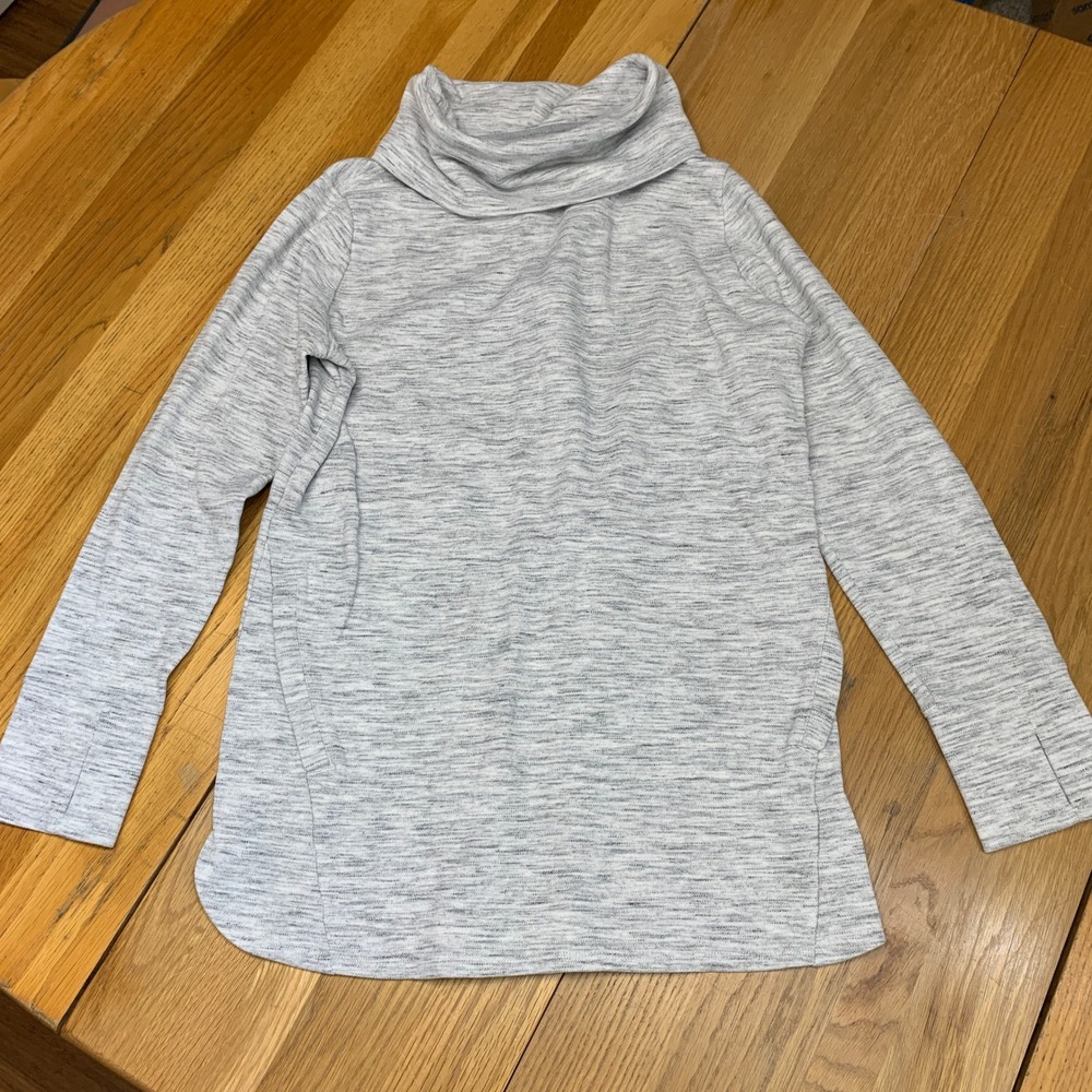 Duluth Trading Co Womens Gray Space Dye Cowl Neck Tunic Sweatshirt Size Large